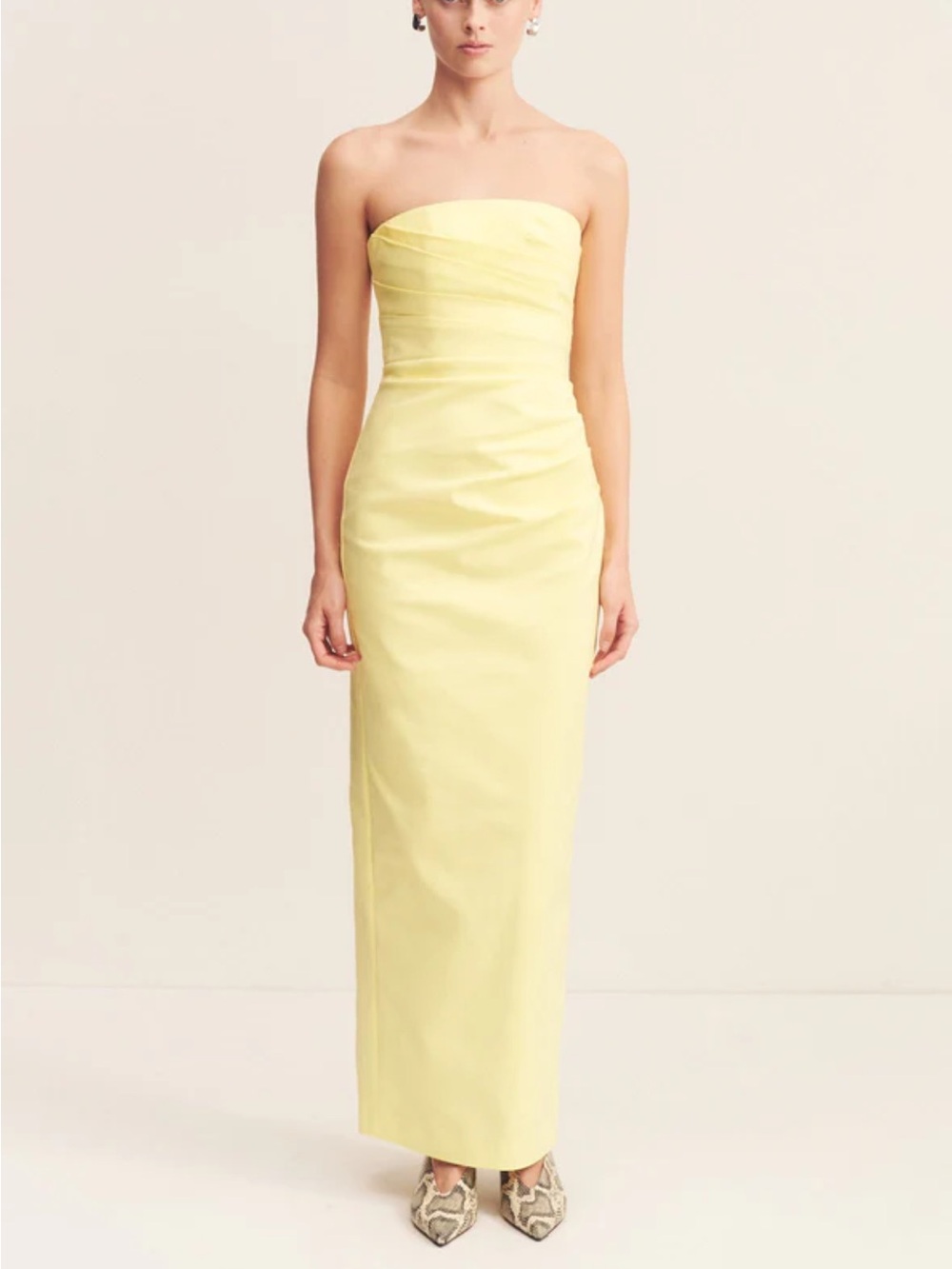 SHONA JOY Lani Strapless Maxi Dress Lemon